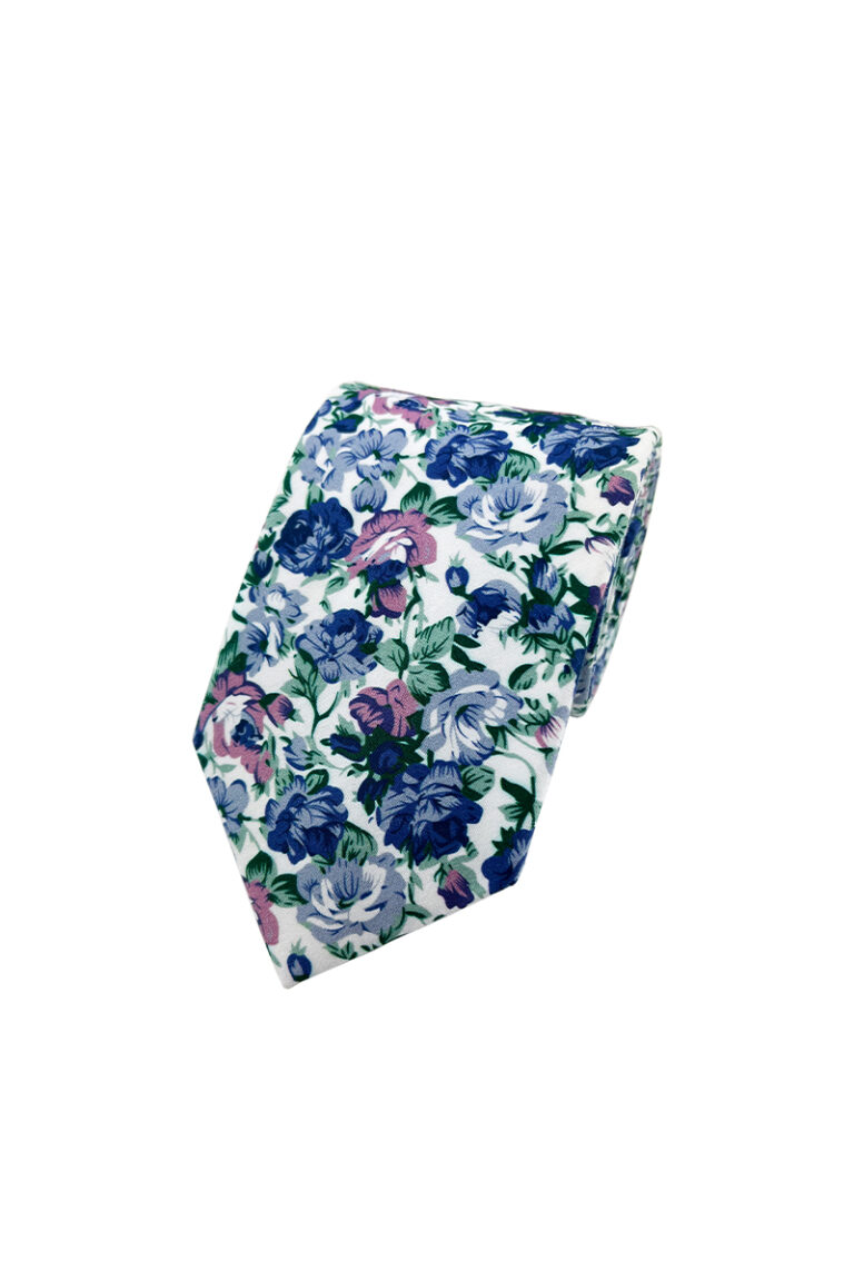 Beautiful Floral Blue Tie