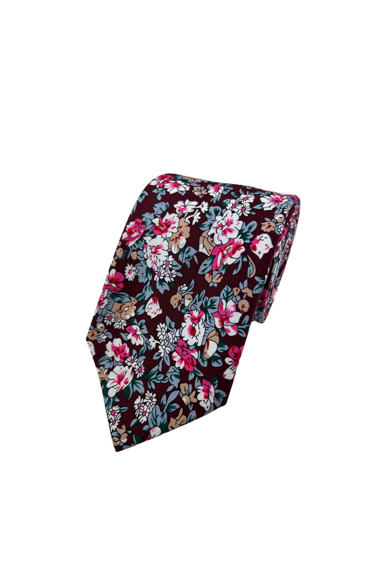 Burgundy Floral Tie