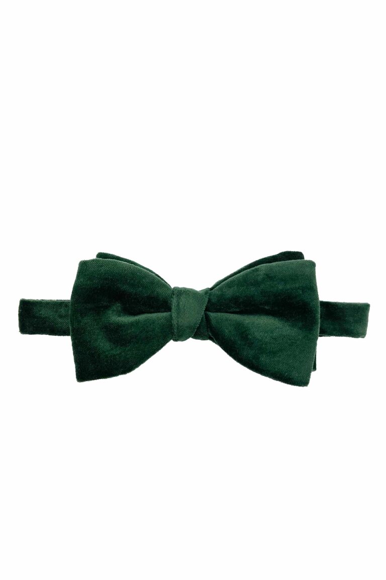 Bottle Green Velvet Bow Tie