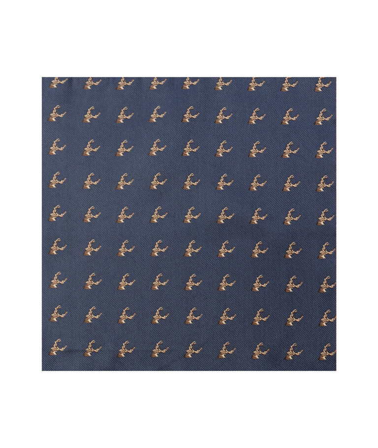 Navy Stags Head Pocket Square