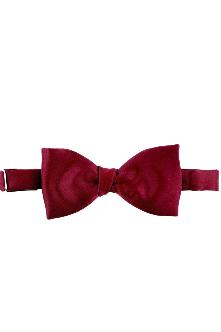 Wine Satin Bow Tie