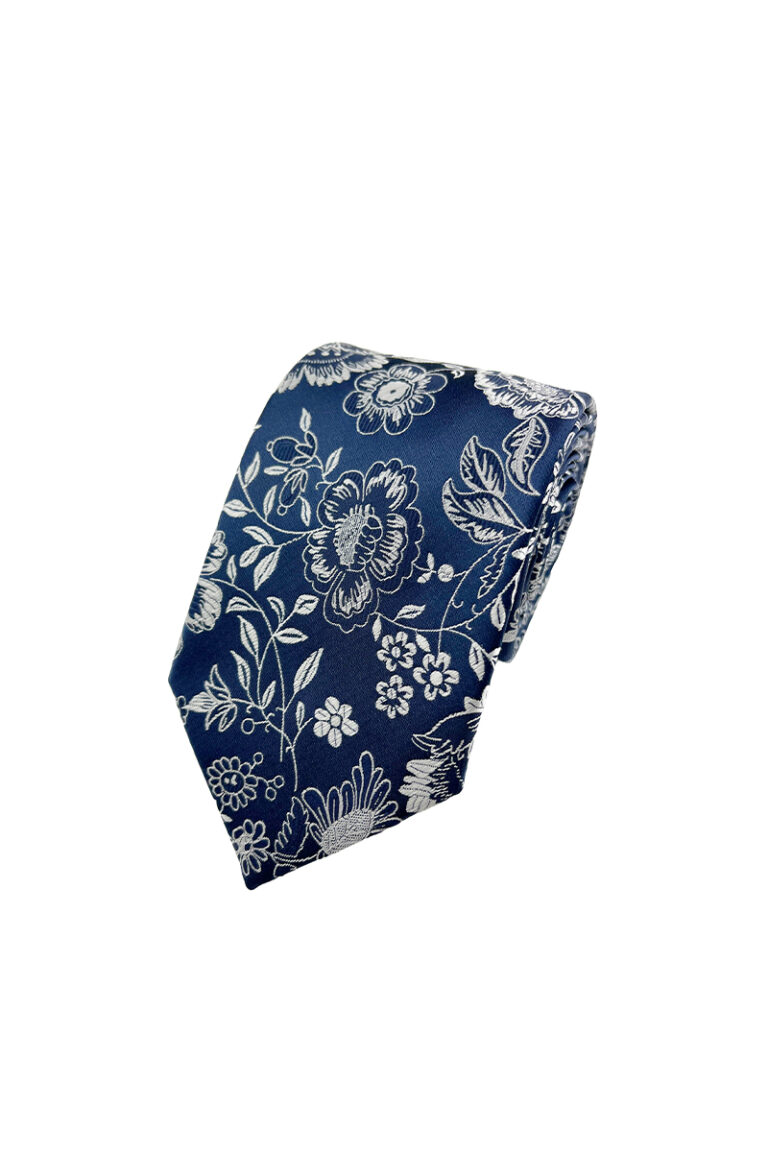 Woven Floral Pewter Tie