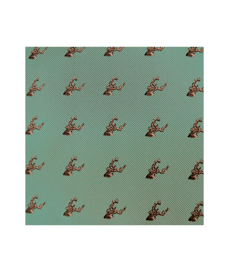 Sage Stags Head Pocket Square