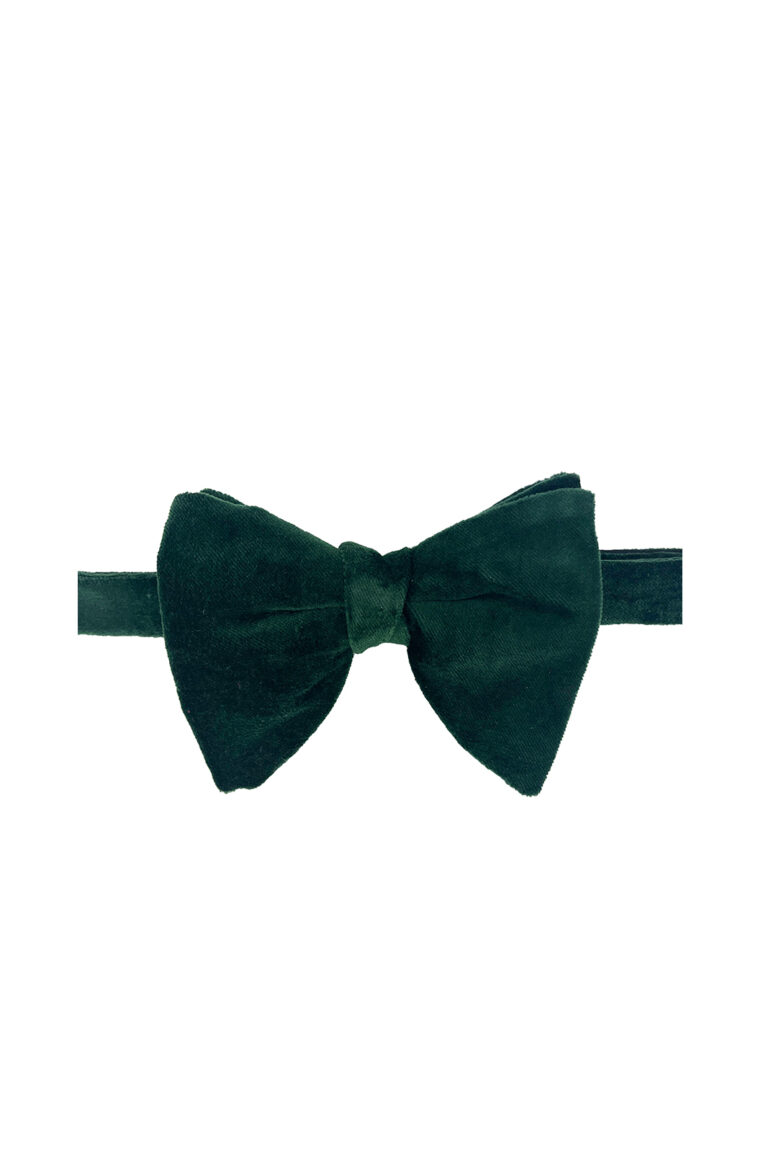 Bottle Green Velvet Batwing Bow Tie