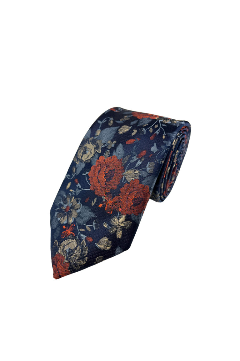Large Floral Navy Tie