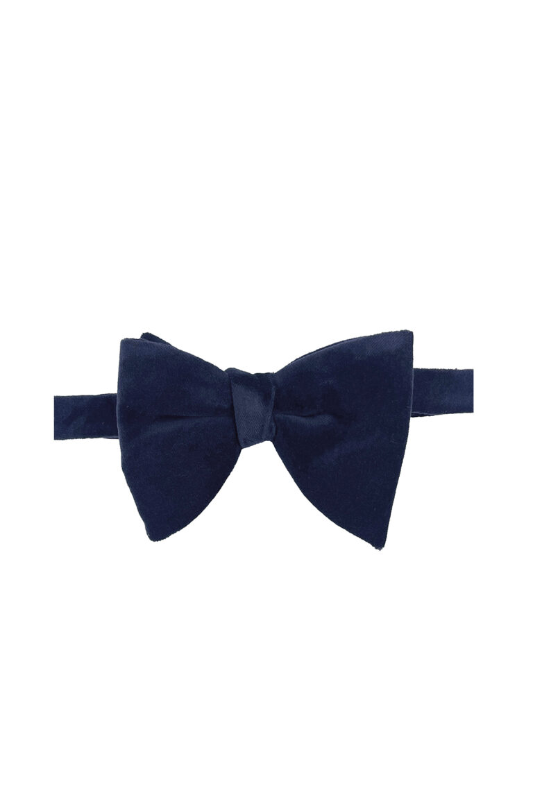 Navy Velvet Batwing Bow Tie