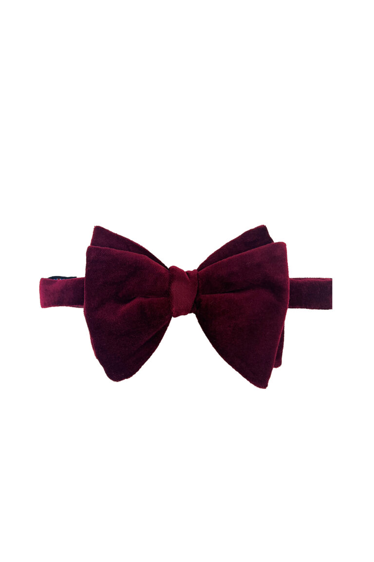 Wine Velvet Bat Wing Bow Tie