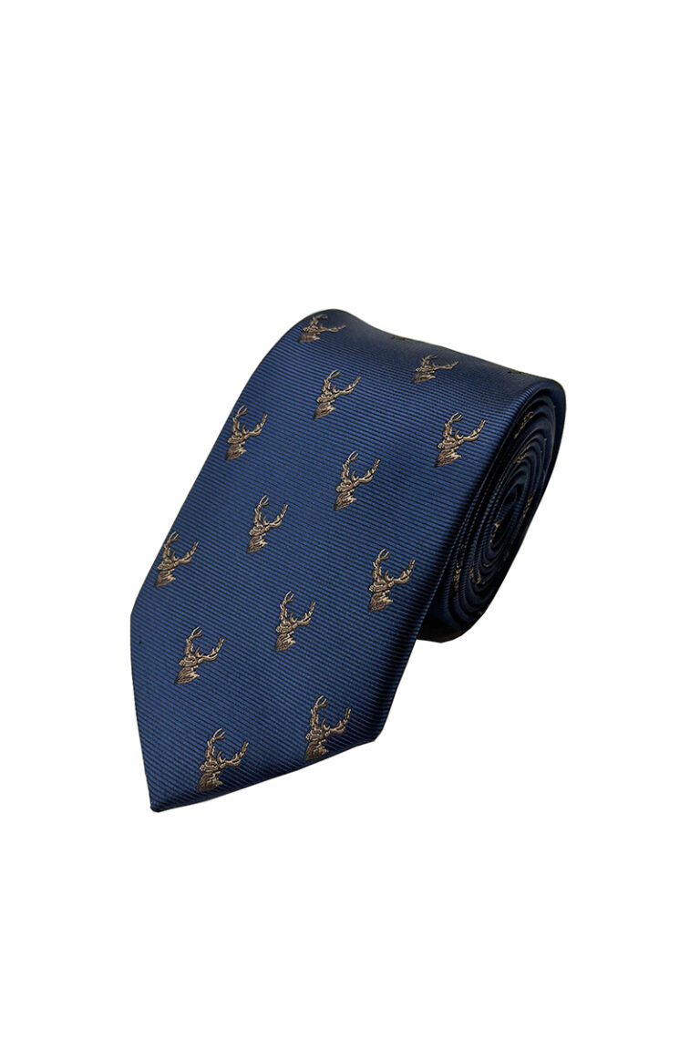 Navy Stags Head Tie