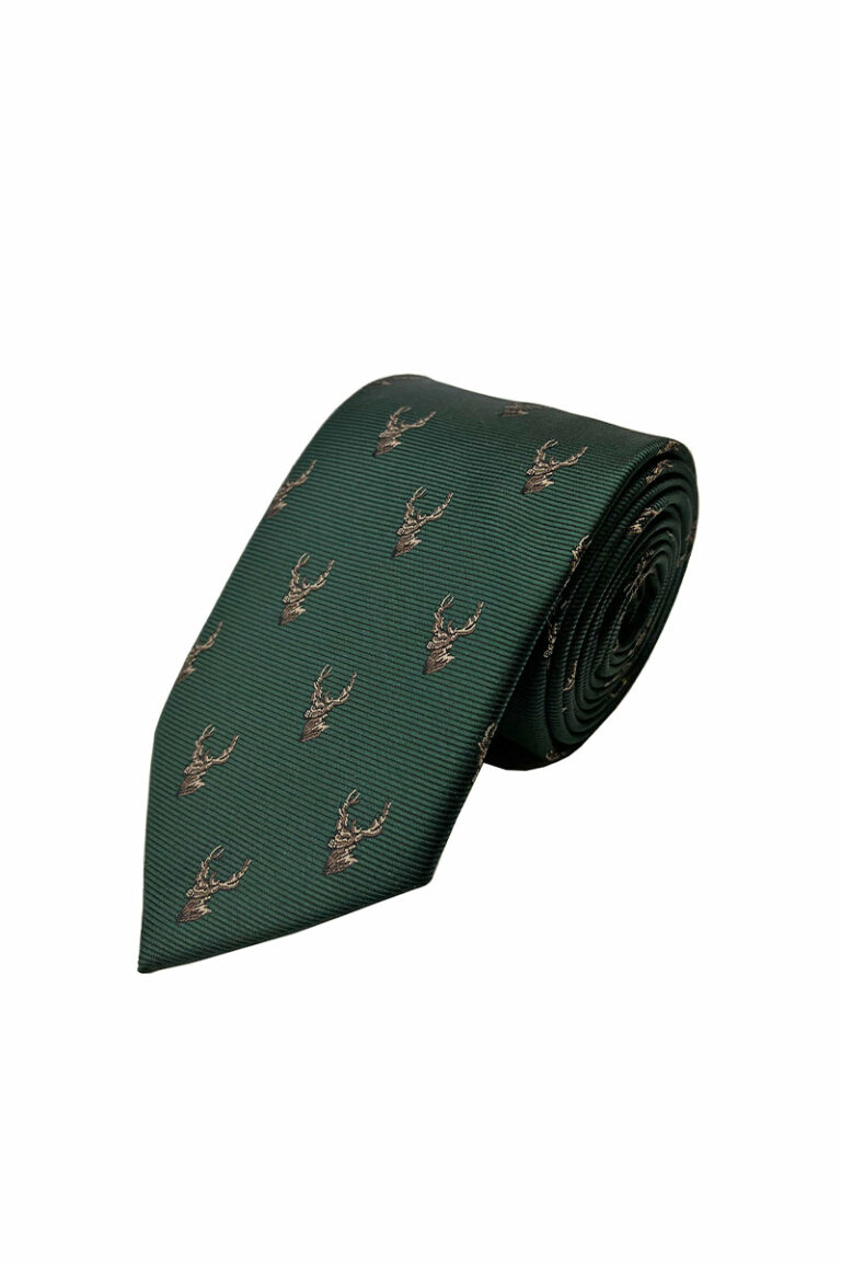 Bottle Green Stags Head Tie