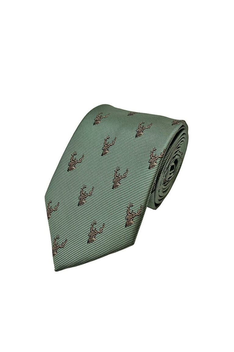 Sage Stags Head Tie