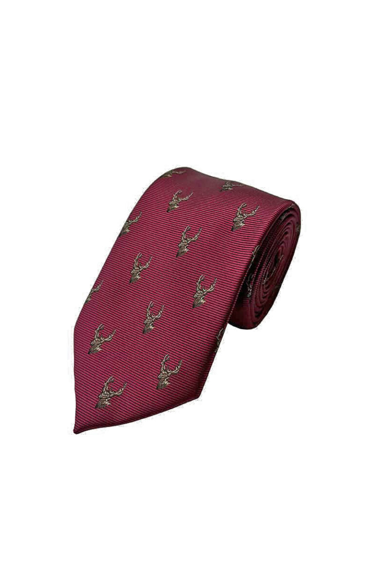 Wine Stags Head Tie