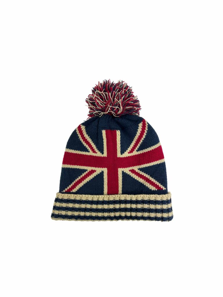 Union Jack Thermal Bobble Hat With Fur Lining